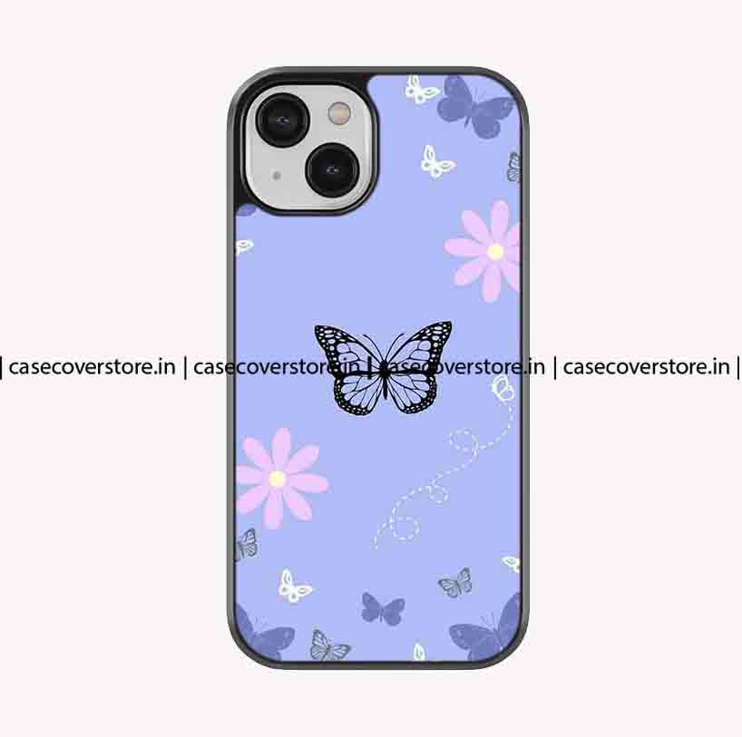 Blue Flower Butterfly Premium Glossy Phone Case
