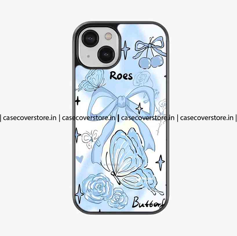 Roes Blue Butterfly & Bow Premium Glossy Phone Case