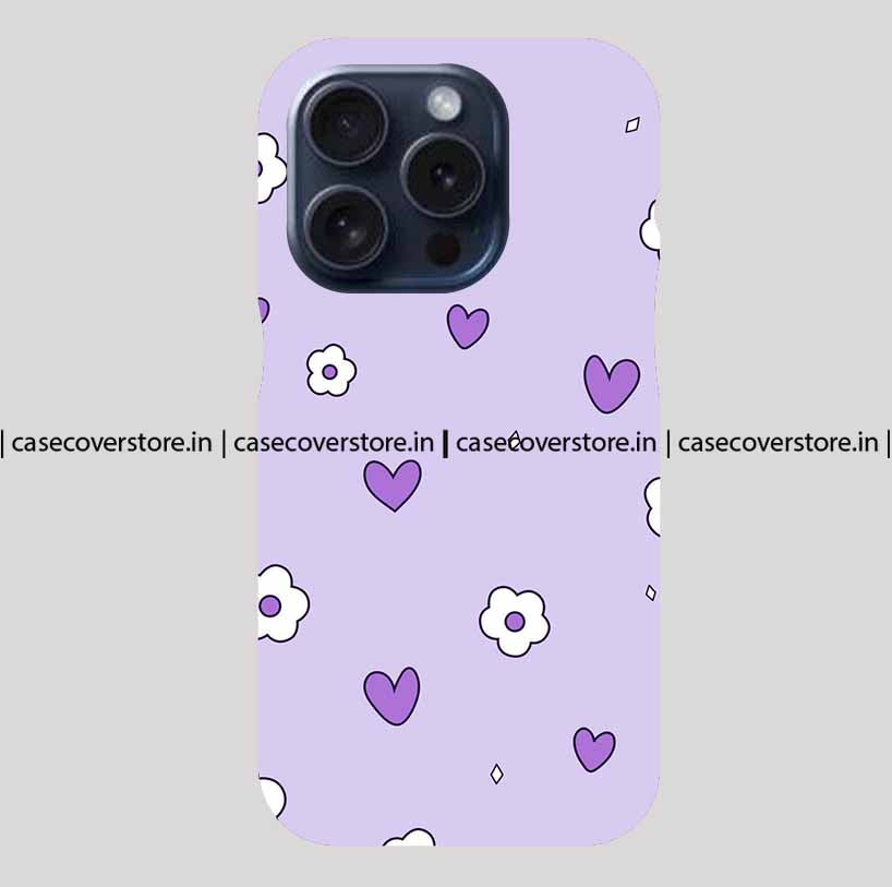 Purple Hearts & White Flower Phone Case