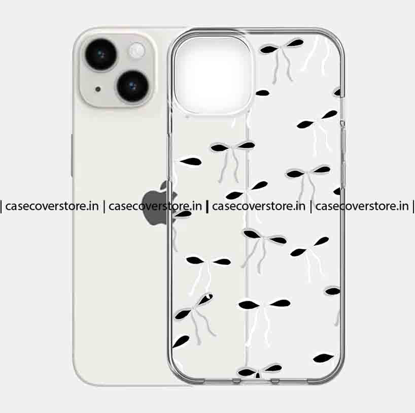 White Black Bow Transparnt Phone Case