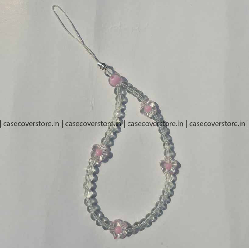 Pink Floral with Crystal Beads Mobile Charm
