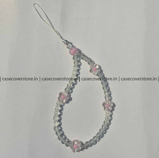 Pink Floral with Crystal Beads Mobile Charm
