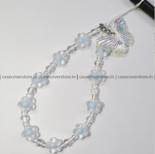 Blue Butterfly Floral Phone Charm