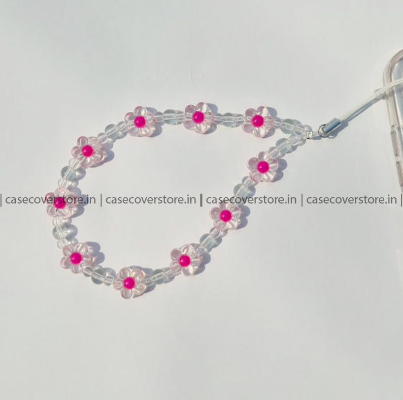 Hot Pink Floral Phone Charm