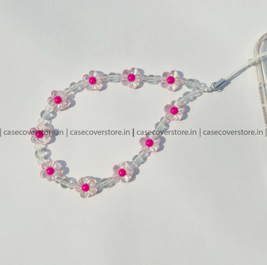 Hot Pink Floral Phone Charm