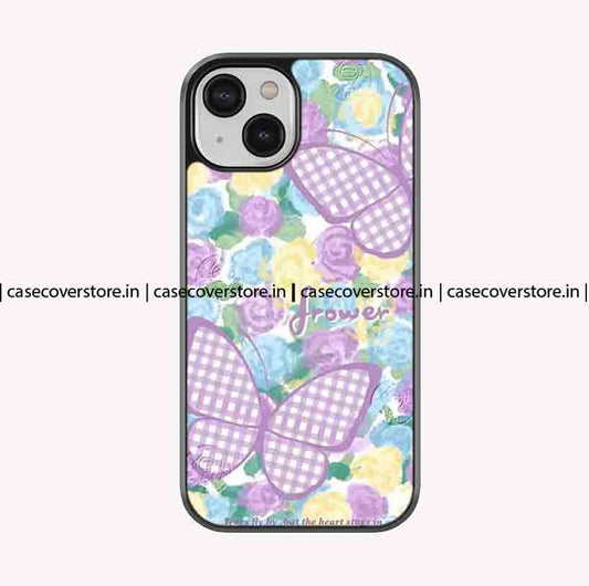 Lavender Floral Butterfly Premium Glossy Phone Case
