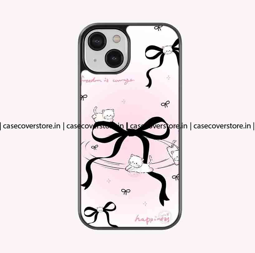 Cat And Black Bow Premium Glossy Phone Case