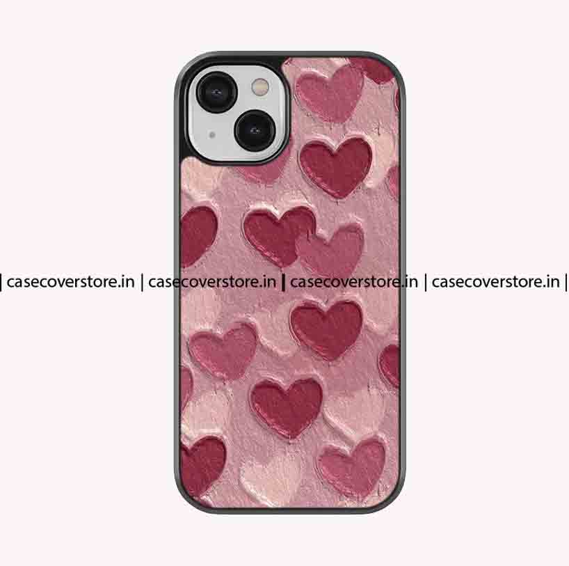 Painted Hearts Pattern Aesthetic Premium Glossy Phone Case