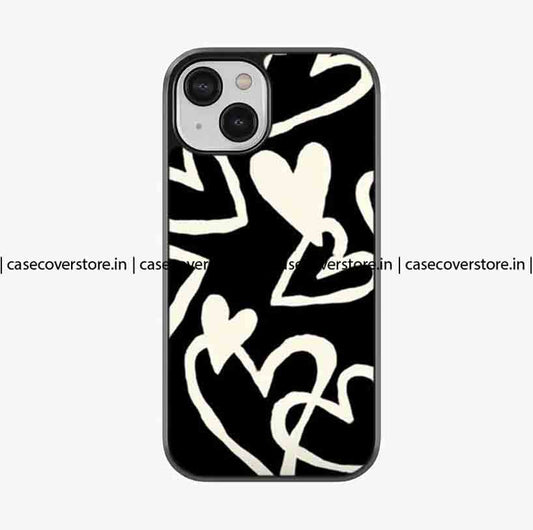 Black & White Hearts Premium Glossy Phone Case
