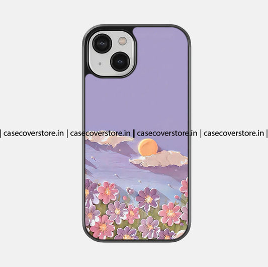 Aesthetic Moon & Sky Flower Premium Glossy Phone Case