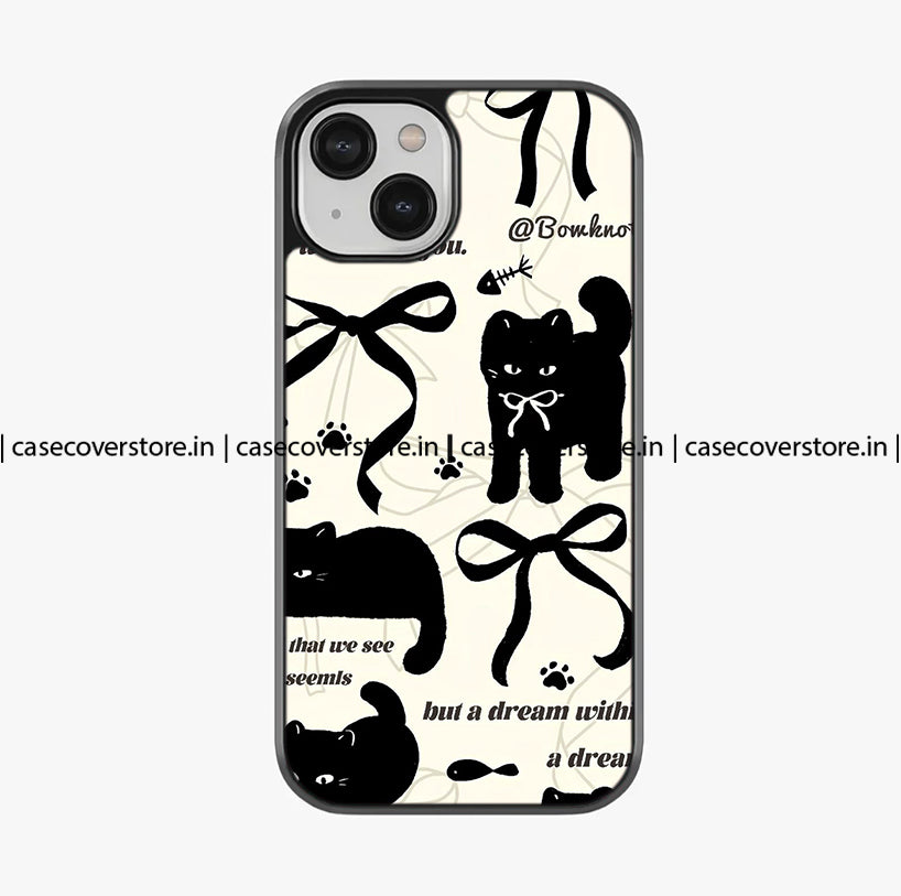 Black Bow & Cat Premium Glossy Phone Case