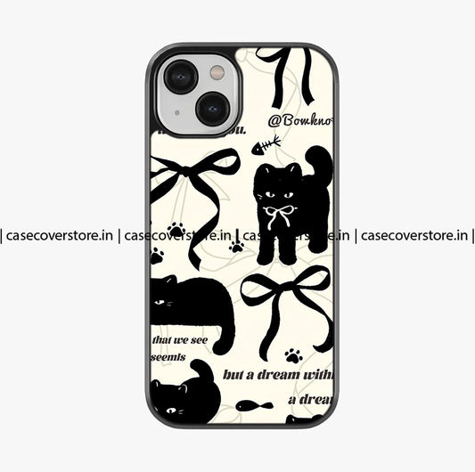 Black Bow & Cat Premium Glossy Phone Case