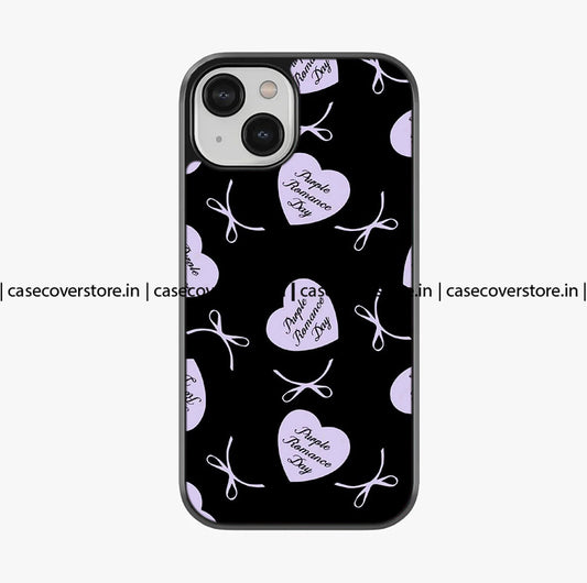 Aesthetic Purple Bow & Hearts Premium Glossy Phone Case