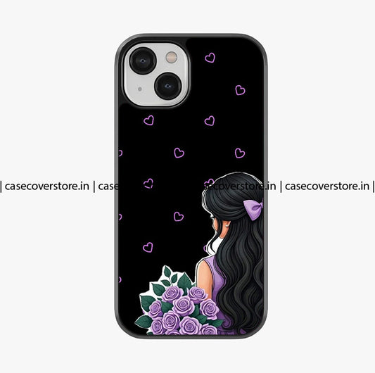 Purple Aesthetic Girl & Hearts Premium Glossy Phone Case