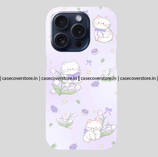 Purple Aesthetic Flower & Bunny Phone Case