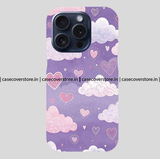 Clouds Hearts Purple Aesthetic Phone Case
