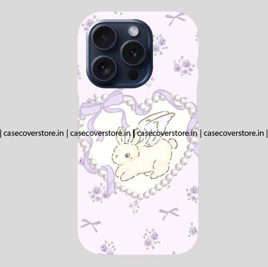 Purple Aesthetic Bunny & Flower Phone Case