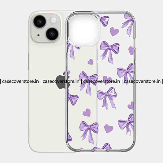 Purple Bow & Hearts Clear Silicone Phone Case