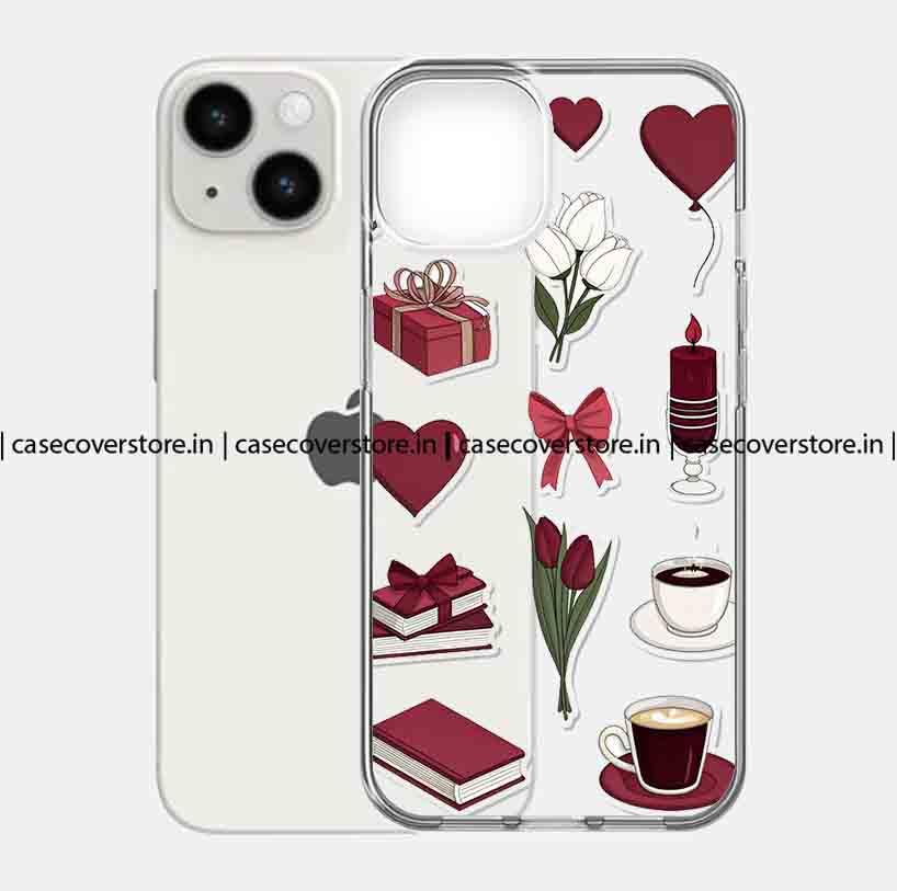 Red Bow & Flower Clear Silicone Phone Case