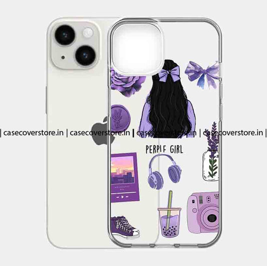 Purple Bow-girl Clear Silicone Phone Case