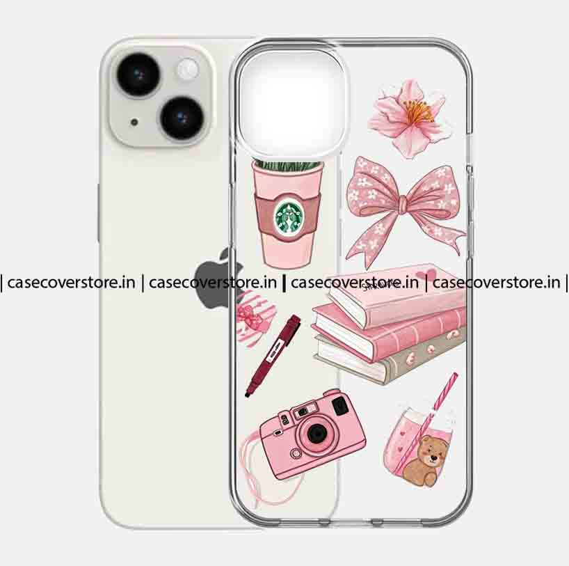 Pink Flower Bow  Book Clear Silicone Phone Case