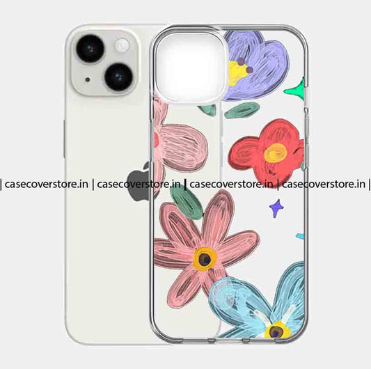 Multicoloured Flower Transparnt Phone Case