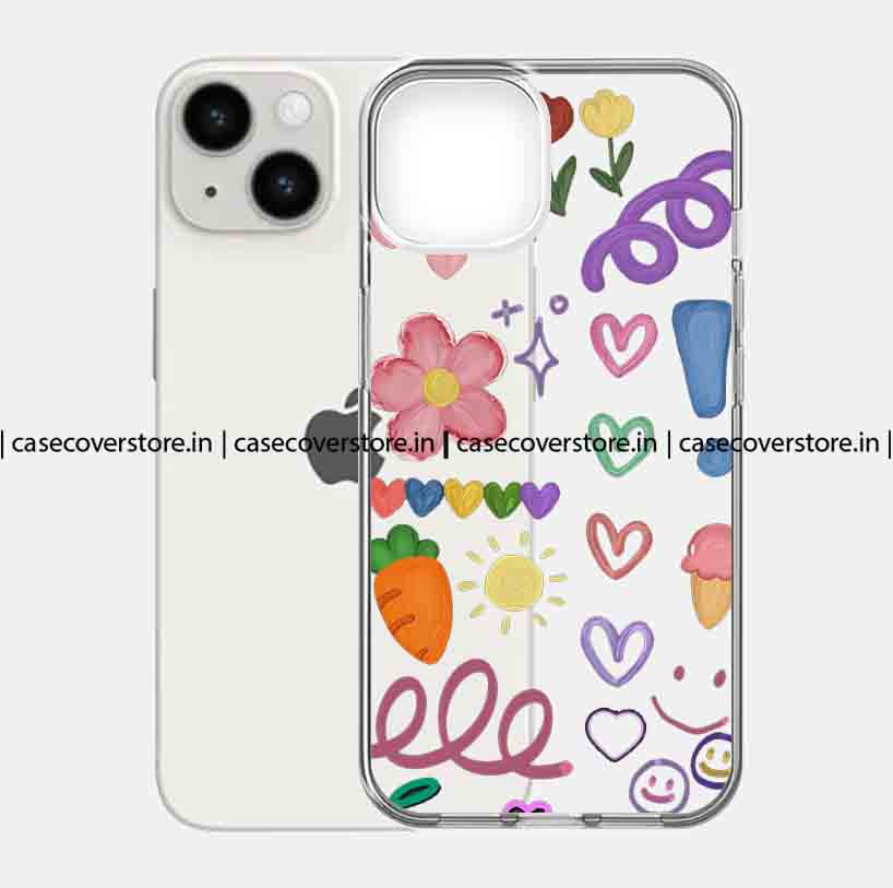 Multicoloured Flower Hearts Transparnt Phone Case