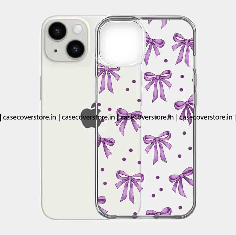 Cute Lavender  Bow Clear Phone Case