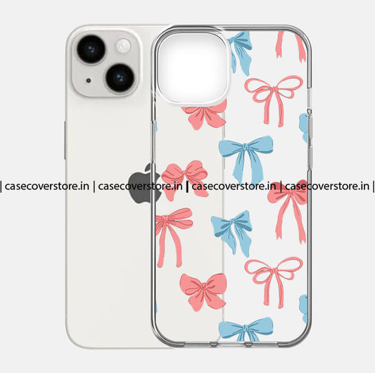 Transperant Blue Pink Bow Phone Case